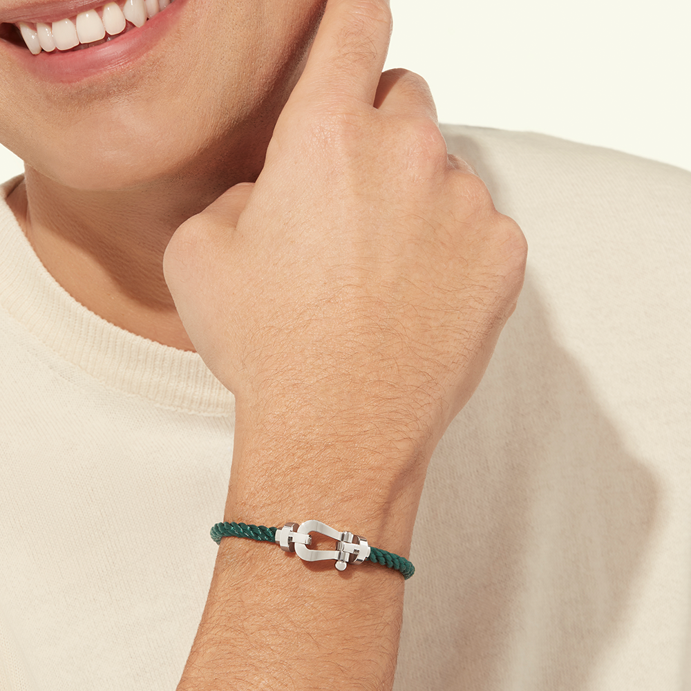 FRED FORCE 10 BRACELET Stainless steel and gold plating WHITE GOLD LARGE MODEL