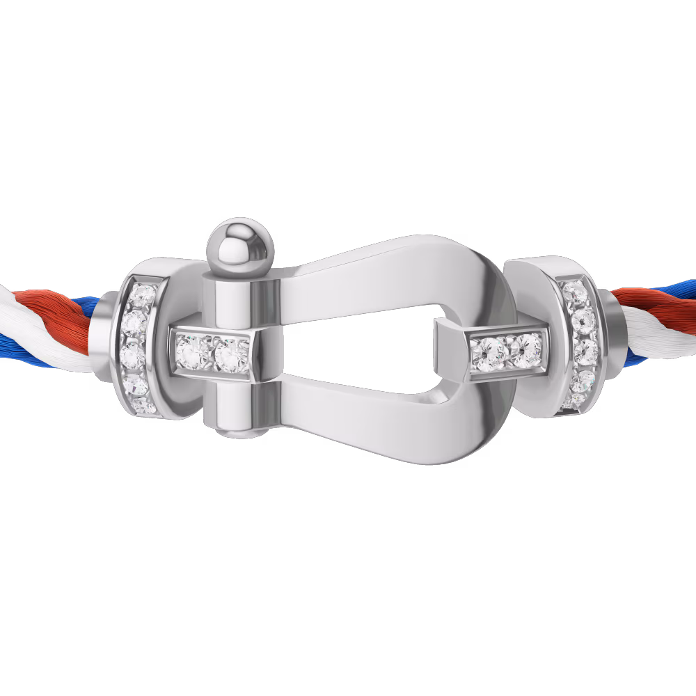 FRED FORCE 10 BRACELET Stainless steel and gold plating WHITE GOLD AND DIAMONDS LARGE MODEL