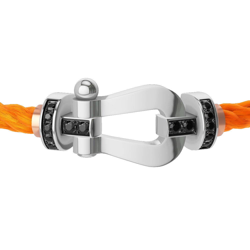 FRED FORCE 10 BRACELET Stainless steel and gold plating WHITE GOLD AND BLACK DIAMONDS LARGE MODEL