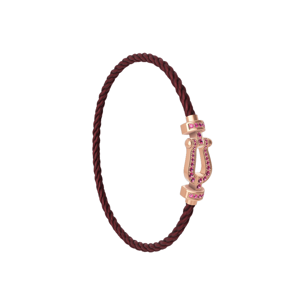 FRED FORCE 10 BRACELET Stainless steel and gold plating PINK GOLD AND PINK SAPPHIRES MEDIUM MODEL
