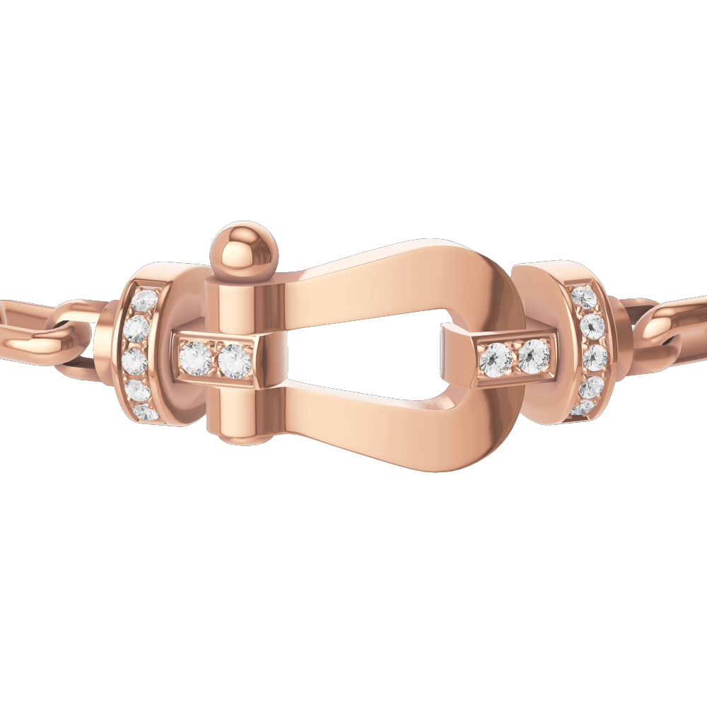 FRED FORCE 10 BRACELET Stainless steel and gold plating PINK GOLD AND DIAMONDS LARGE MODEL