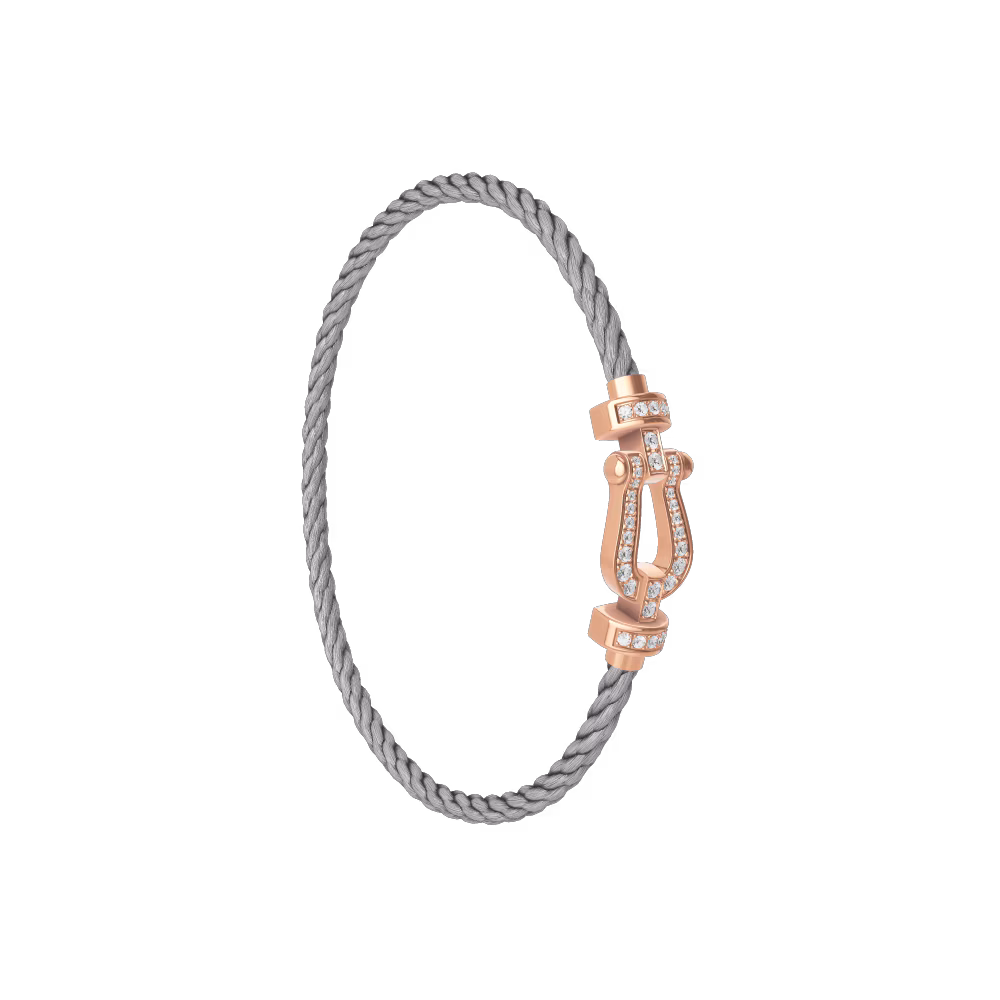 FRED FORCE 10 BRACELET Stainless steel and gold plating PINK GOLD AND DIAMONDS MEDIUM MODEL