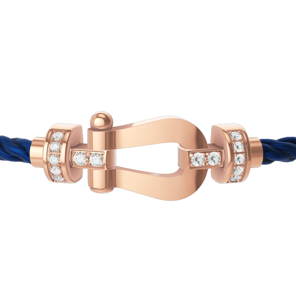 FRED FORCE 10 BRACELET Stainless steel and gold plating PINK GOLD AND DIAMONDS MEDIUM MODEL