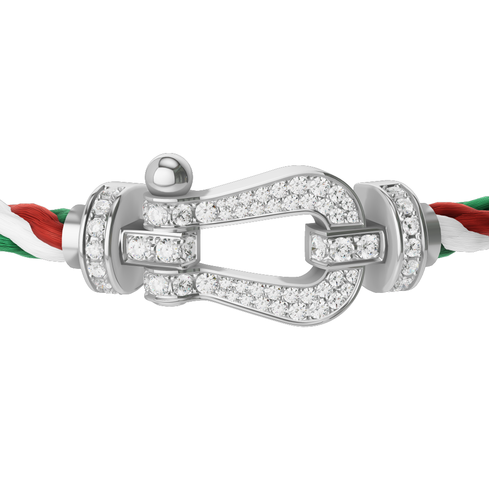 FRED FORCE 10 BRACELET Stainless steel and gold plating WHITE GOLD AND DIAMONDS LARGE MODEL