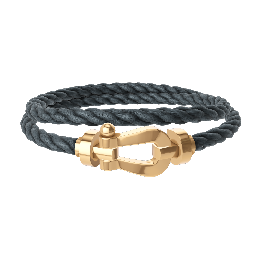 FRED FORCE 10 BRACELET Stainless steel and gold plating YELLOW GOLD LARGE MODEL