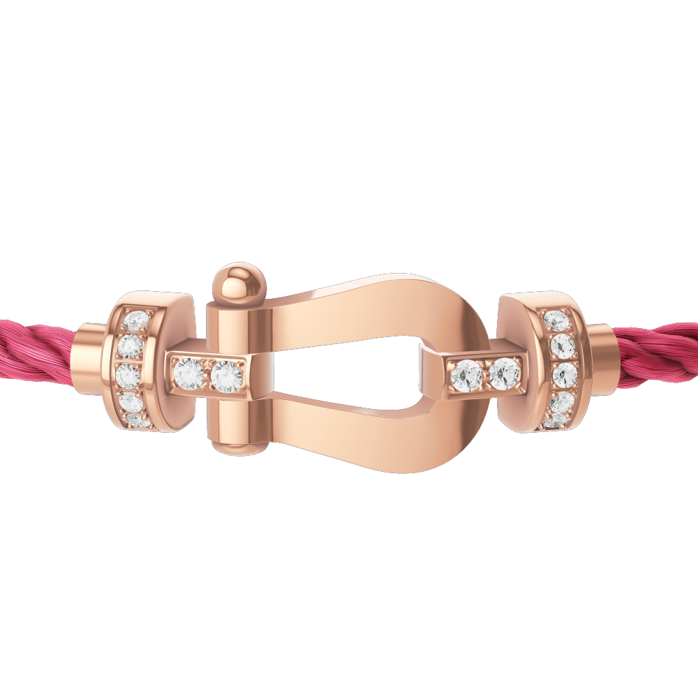 FRED FORCE 10 BRACELET Stainless steel and gold plating PINK GOLD AND DIAMONDS MEDIUM MODEL