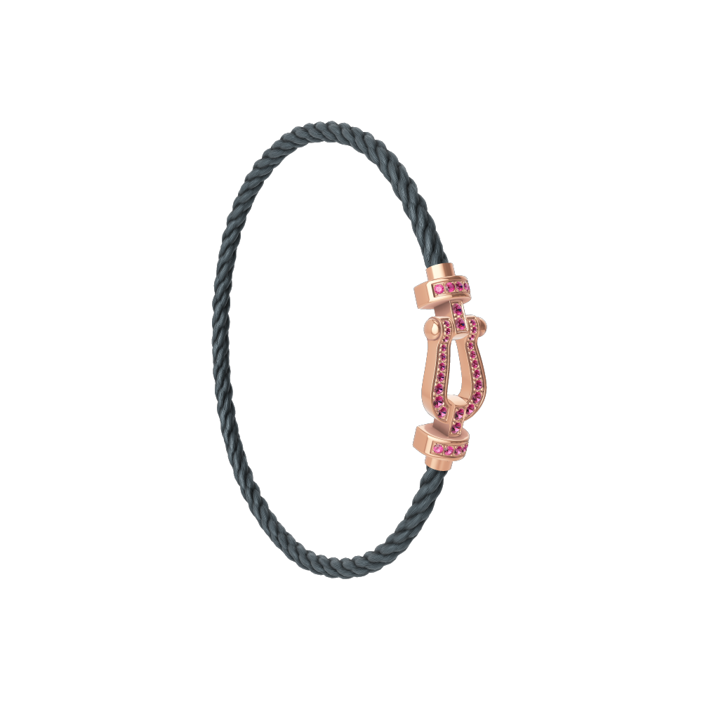 FRED FORCE 10 BRACELET Stainless steel and gold plating PINK GOLD AND PINK SAPPHIRES MEDIUM MODEL