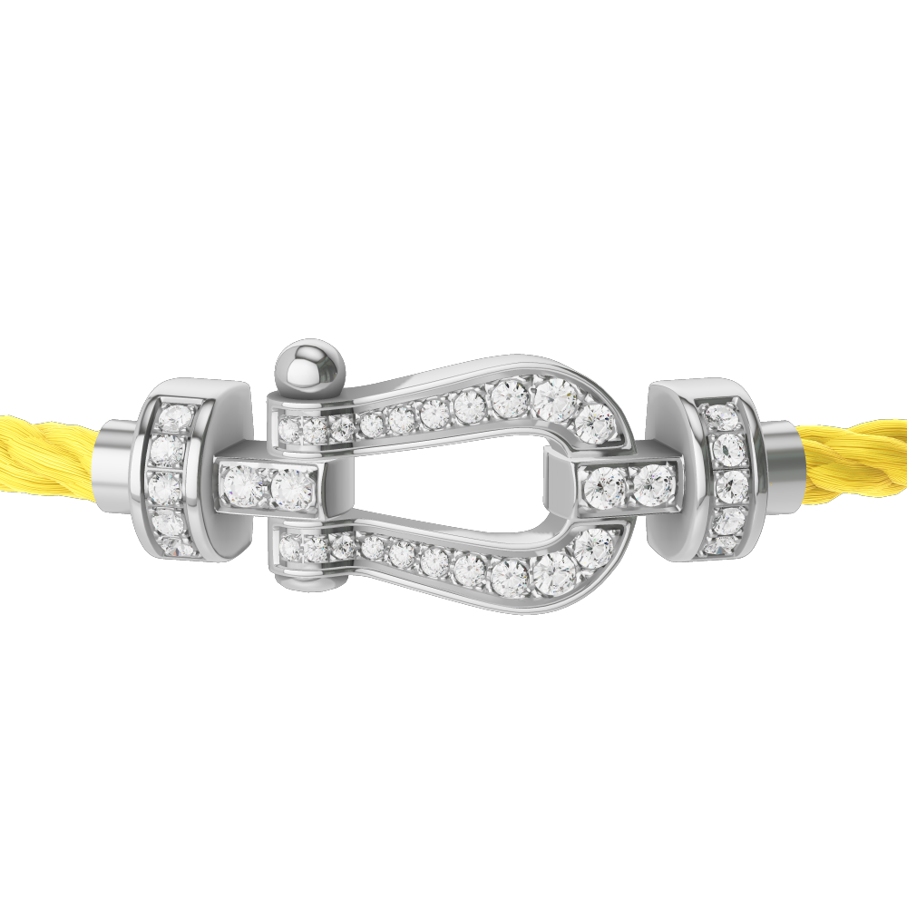FRED FORCE 10 BRACELET Stainless steel and gold plating WHITE GOLD AND DIAMONDS MEDIUM MODEL