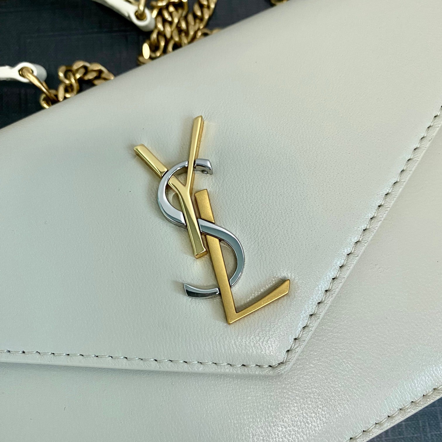 YSL Cassandre Envelope Chain Wallet In Smooth Leather
