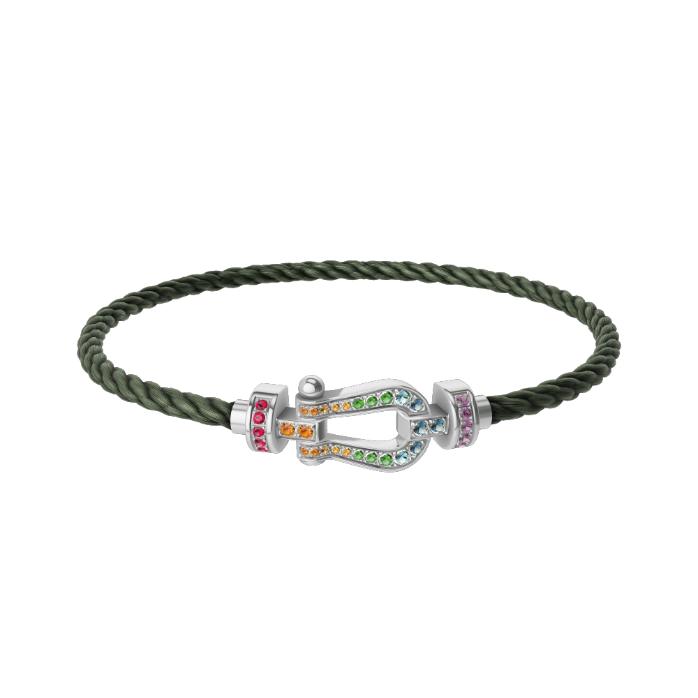 FRED FORCE 10 BRACELET MEDIUM MODEL IN Stainless steel and gold plating WHITE GOLD AND COLOURED STONES
