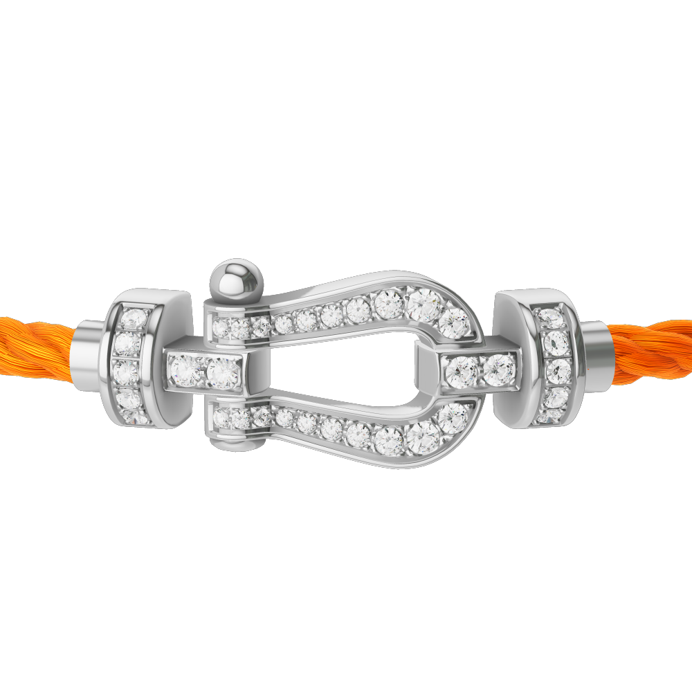 FRED FORCE 10 BRACELET Stainless steel and gold plating WHITE GOLD AND DIAMONDS MEDIUM MODEL