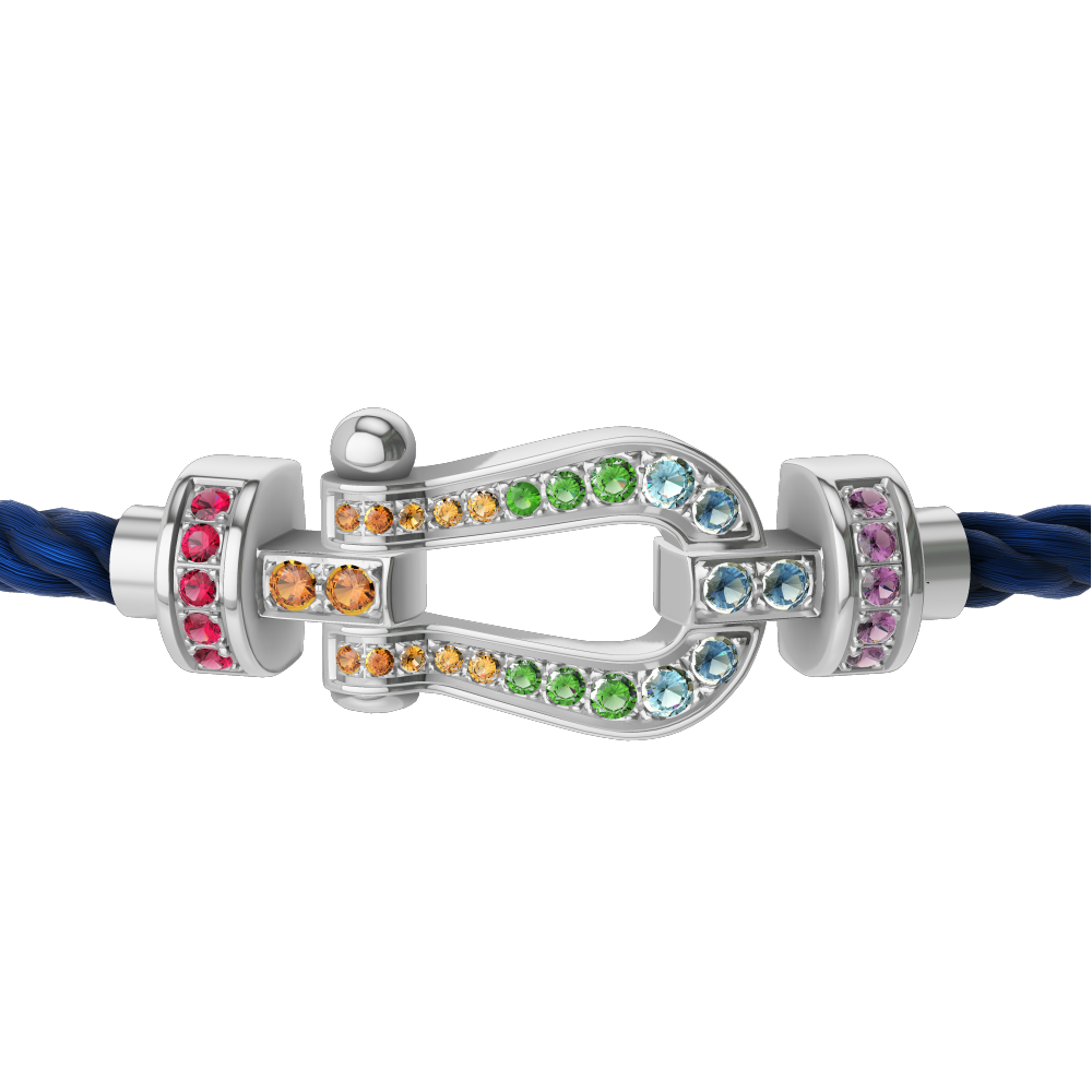 FRED FORCE 10 BRACELET MEDIUM MODEL IN Stainless steel and gold plating WHITE GOLD AND COLOURED STONES