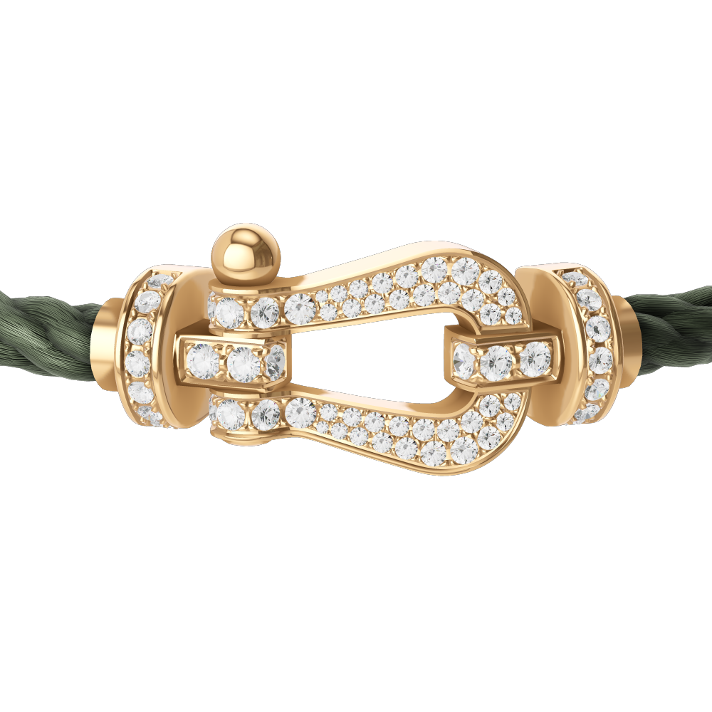 FRED FORCE 10 BRACELET Stainless steel and gold plating YELLOW GOLD AND DIAMONDS LARGE MODEL