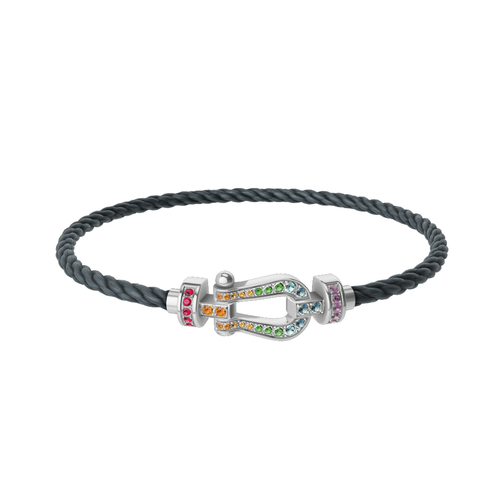 FRED FORCE 10 BRACELET MEDIUM MODEL IN Stainless steel and gold plating WHITE GOLD AND COLOURED STONES