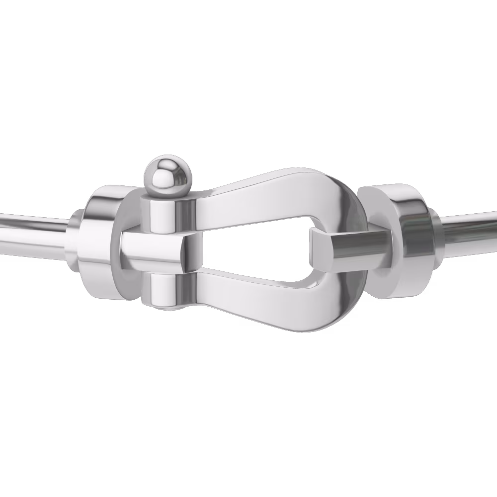 FRED FORCE 10 BRACELET Stainless steel and gold plating WHITE GOLD LARGE MODEL