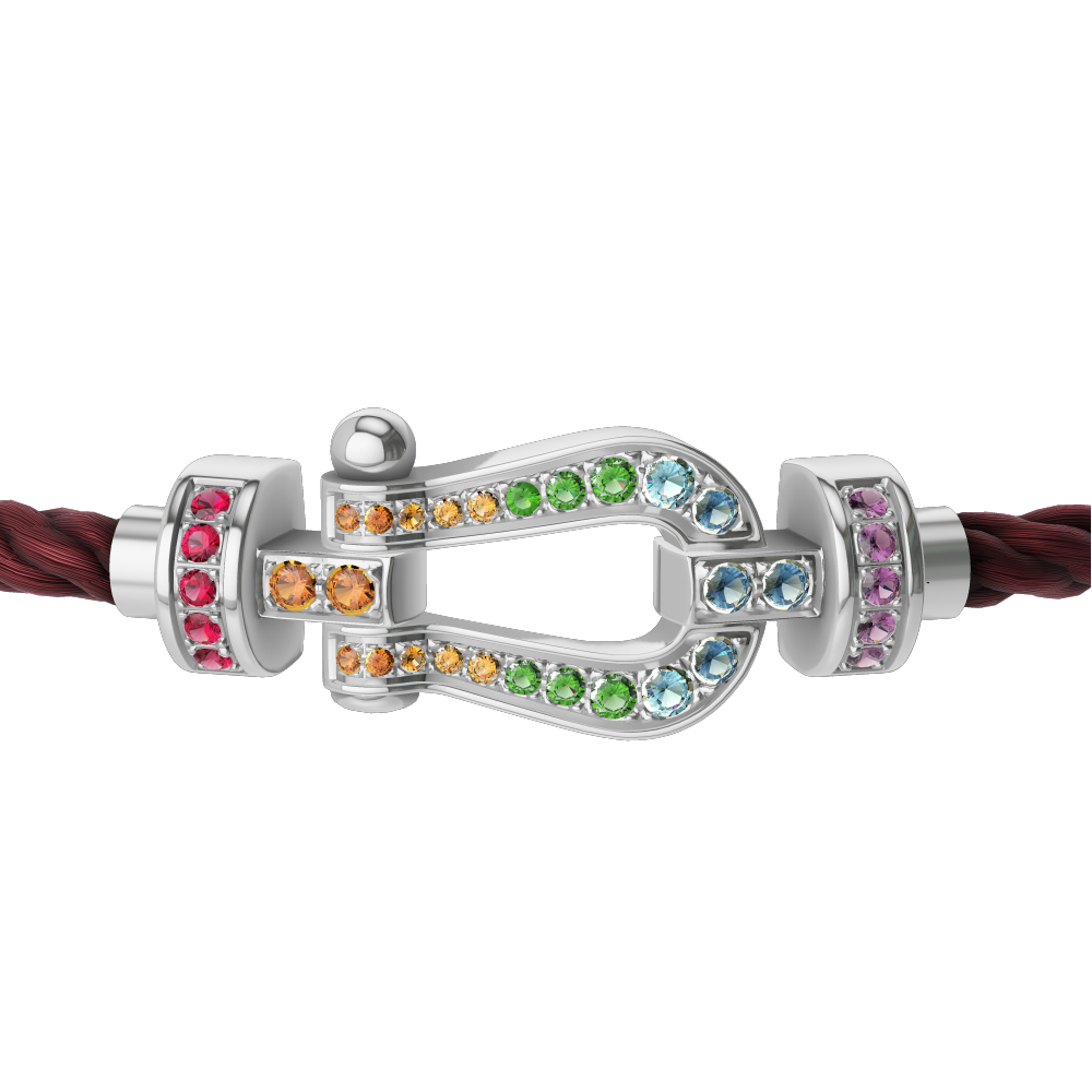 FRED FORCE 10 BRACELET MEDIUM MODEL IN Stainless steel and gold plating WHITE GOLD AND COLOURED STONES
