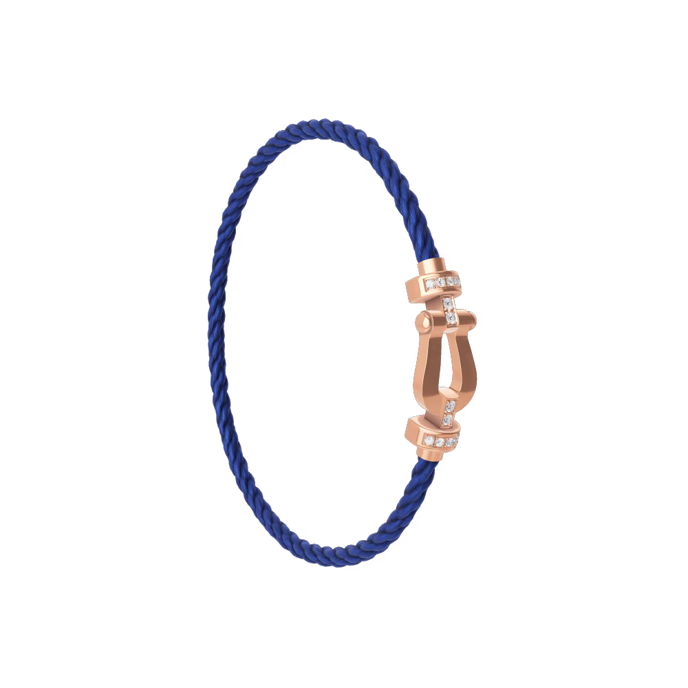 FRED FORCE 10 BRACELET Stainless steel and gold plating PINK GOLD AND DIAMONDS MEDIUM MODEL
