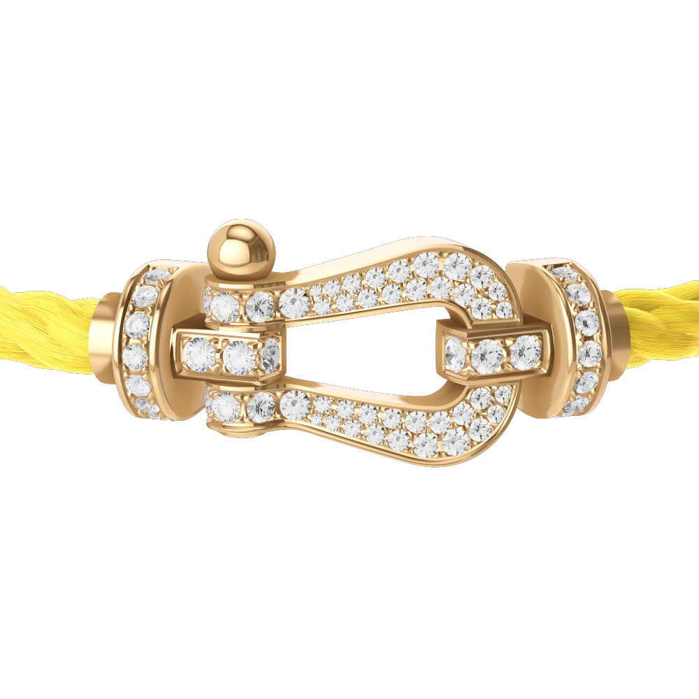FRED FORCE 10 BRACELET Stainless steel and gold plating YELLOW GOLD AND DIAMONDS LARGE MODEL