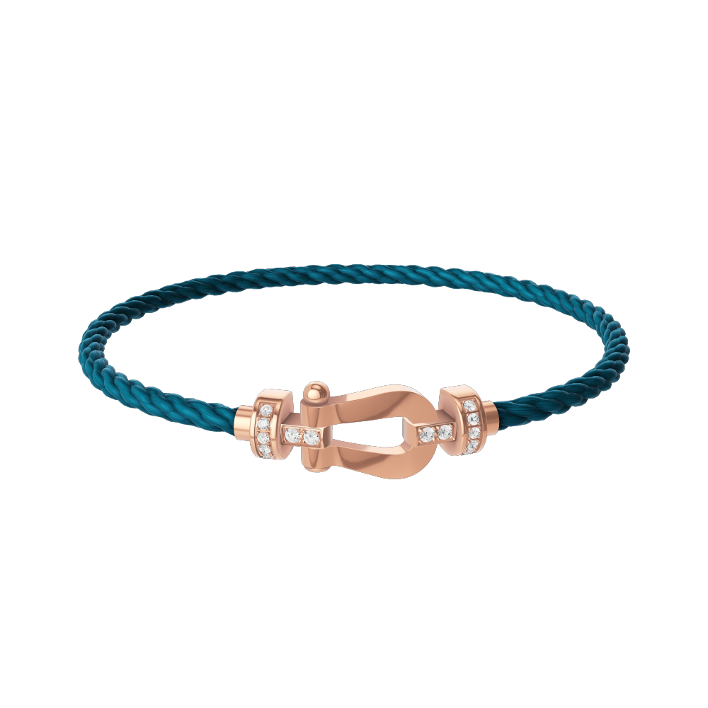FRED FORCE 10 BRACELET Stainless steel and gold plating PINK GOLD AND DIAMONDS MEDIUM MODEL