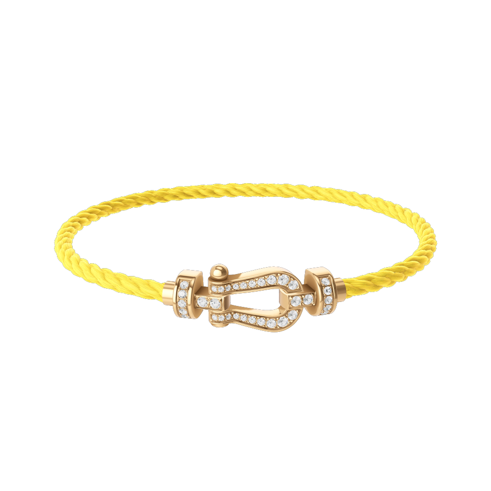 FRED FORCE 10 BRACELET Stainless steel and gold plating YELLOW GOLD AND DIAMONDS MEDIUM MODEL