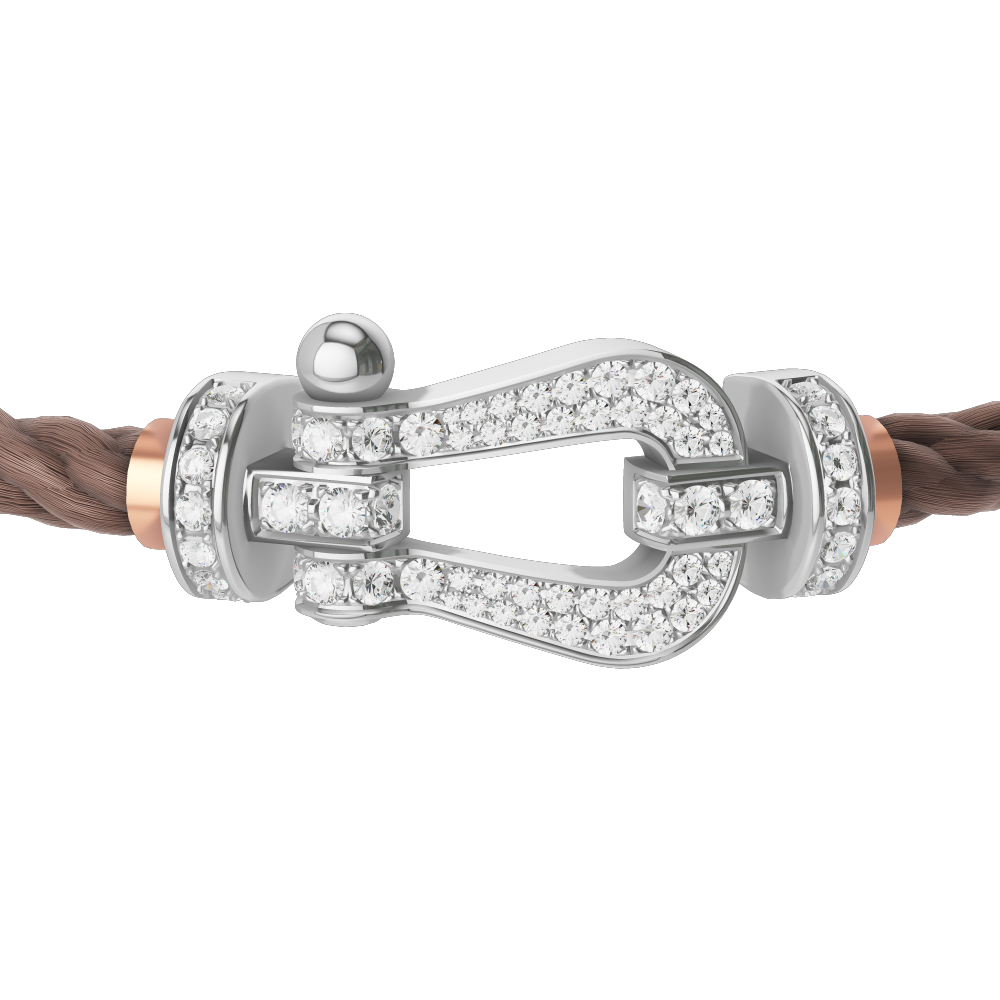FRED FORCE 10 BRACELET Stainless steel and gold plating WHITE GOLD AND DIAMONDS LARGE MODEL