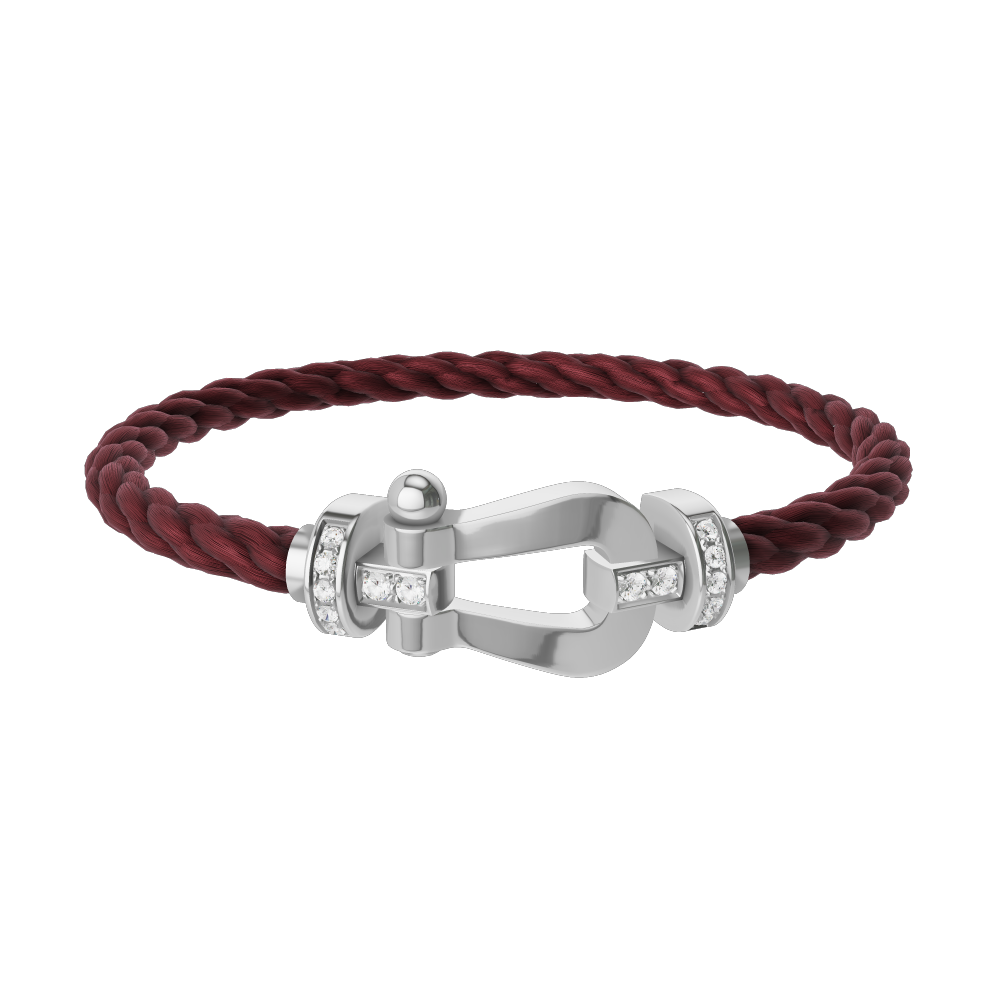 FRED FORCE 10 BRACELET Stainless steel and gold plating WHITE GOLD AND DIAMONDS LARGE MODEL