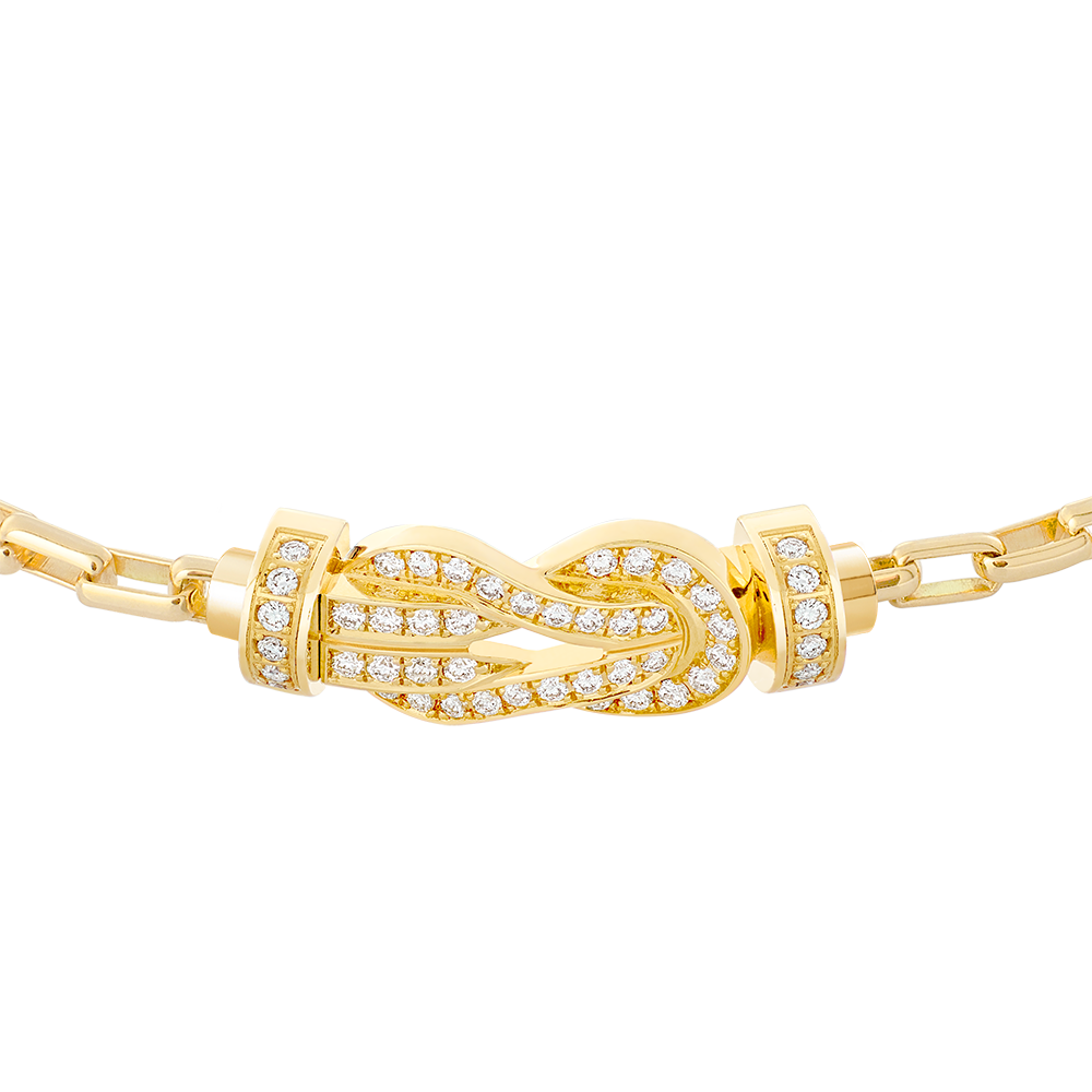 FRED CHANCE INFINIE BRACELET Stainless steel and gold plating YELLOW GOLD AND DIAMONDS MEDIUM MODEL