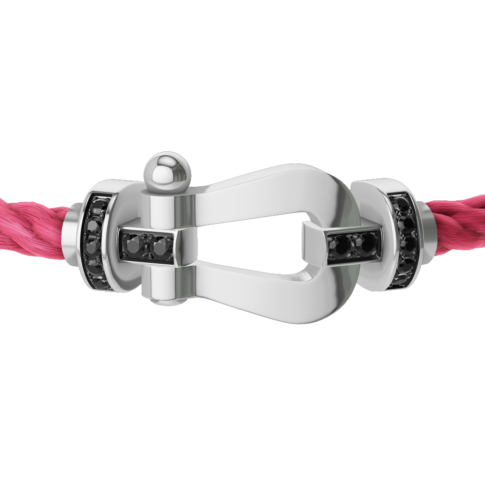 FRED FORCE 10 BRACELET Stainless steel and gold plating WHITE GOLD AND BLACK DIAMONDS LARGE MODEL