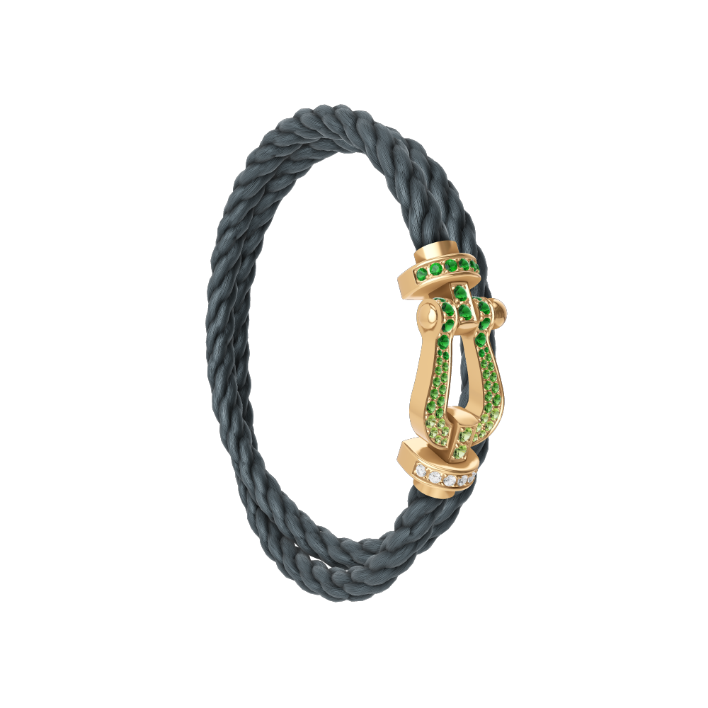 FRED FORCE 10 BRACELET Stainless steel and gold plating YELLOW GOLD AND COLORED STONES LARGE MODEL