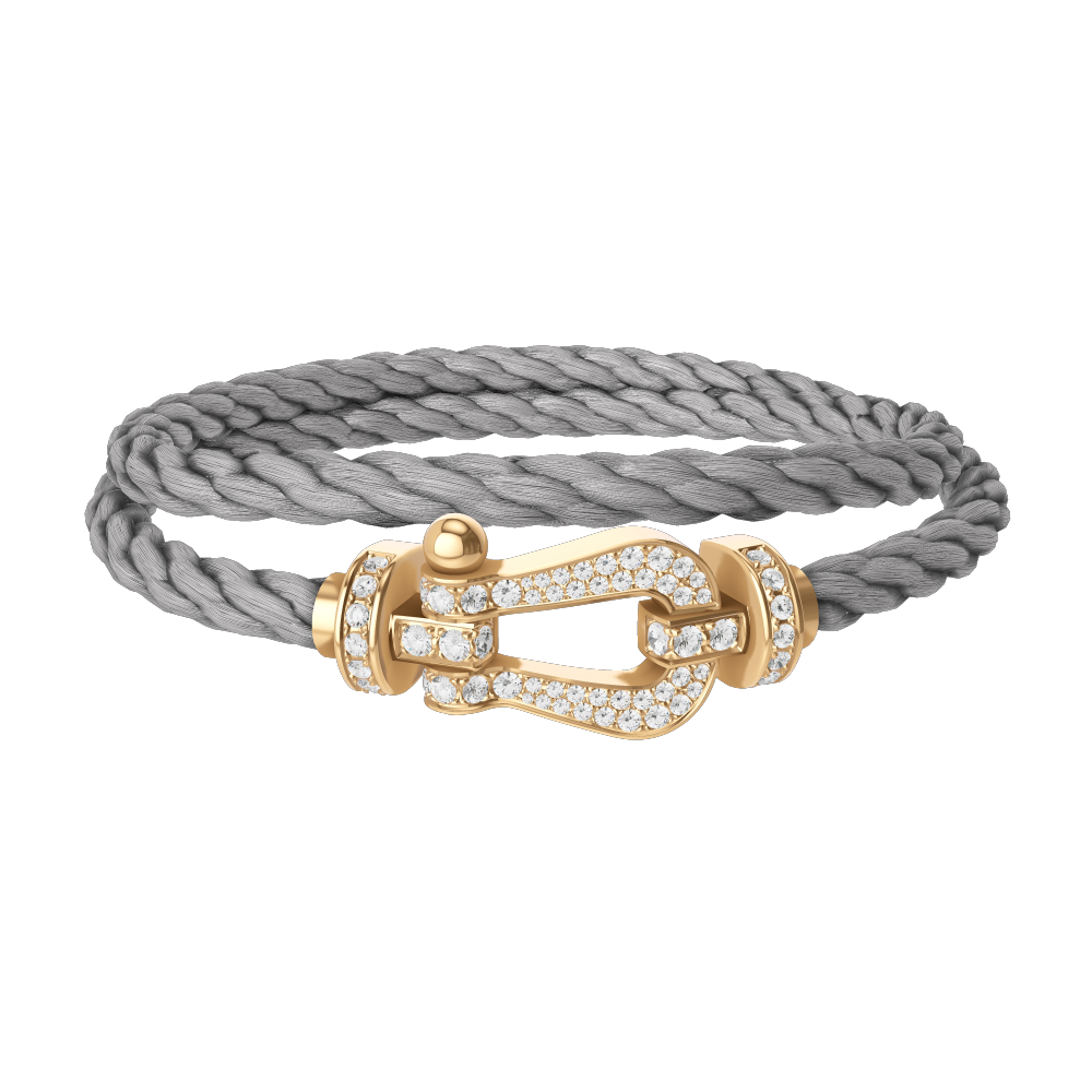 FRED FORCE 10 BRACELET Stainless steel and gold plating YELLOW GOLD AND DIAMONDS LARGE MODEL