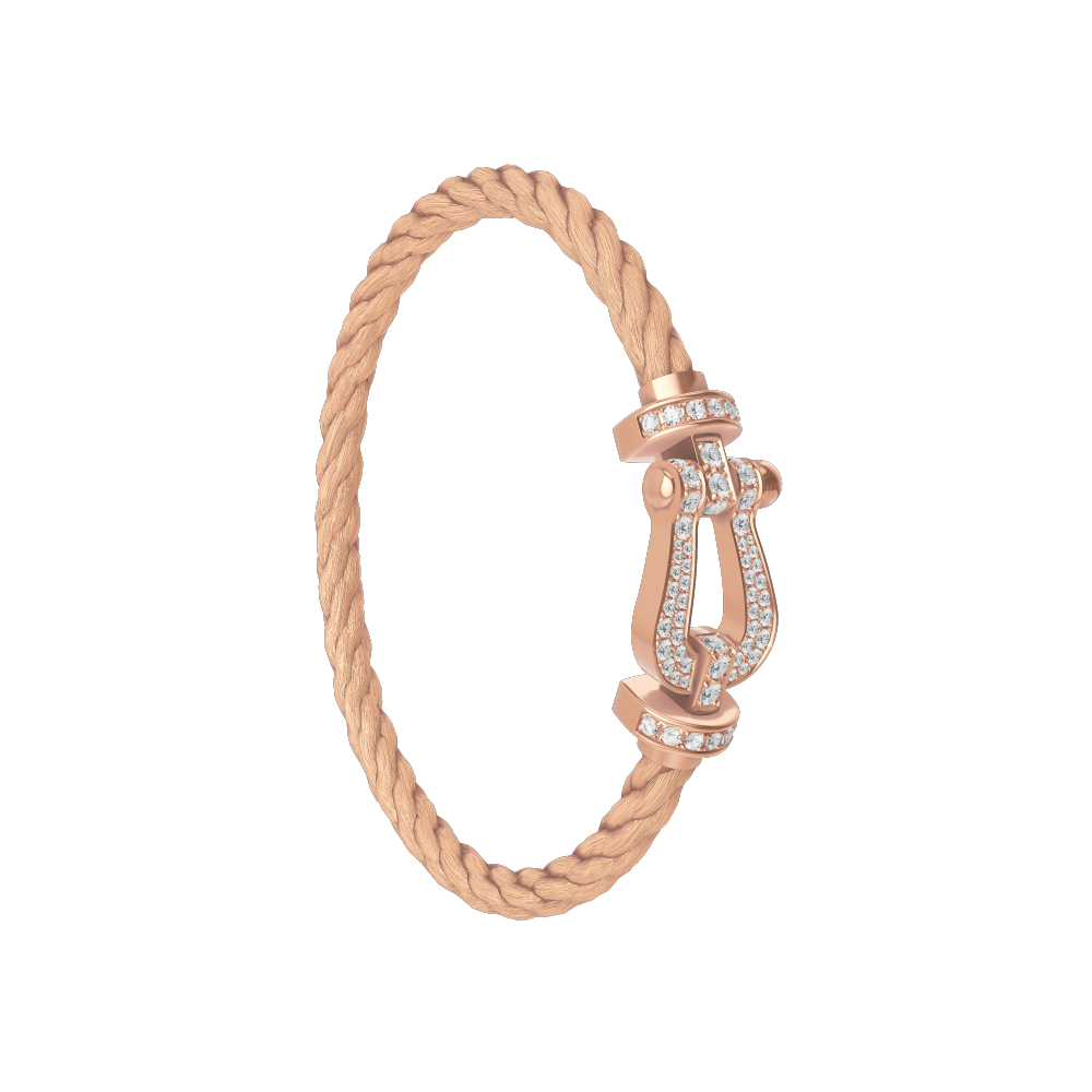FRED FORCE 10 BRACELET Stainless steel and gold plating PINK GOLD AND DIAMONDS LARGE MODEL