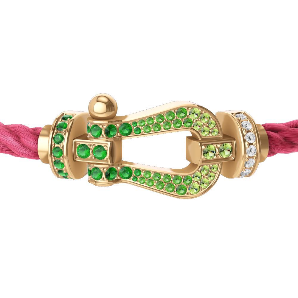 FRED FORCE 10 BRACELET Stainless steel and gold plating YELLOW GOLD AND COLORED STONES LARGE MODEL