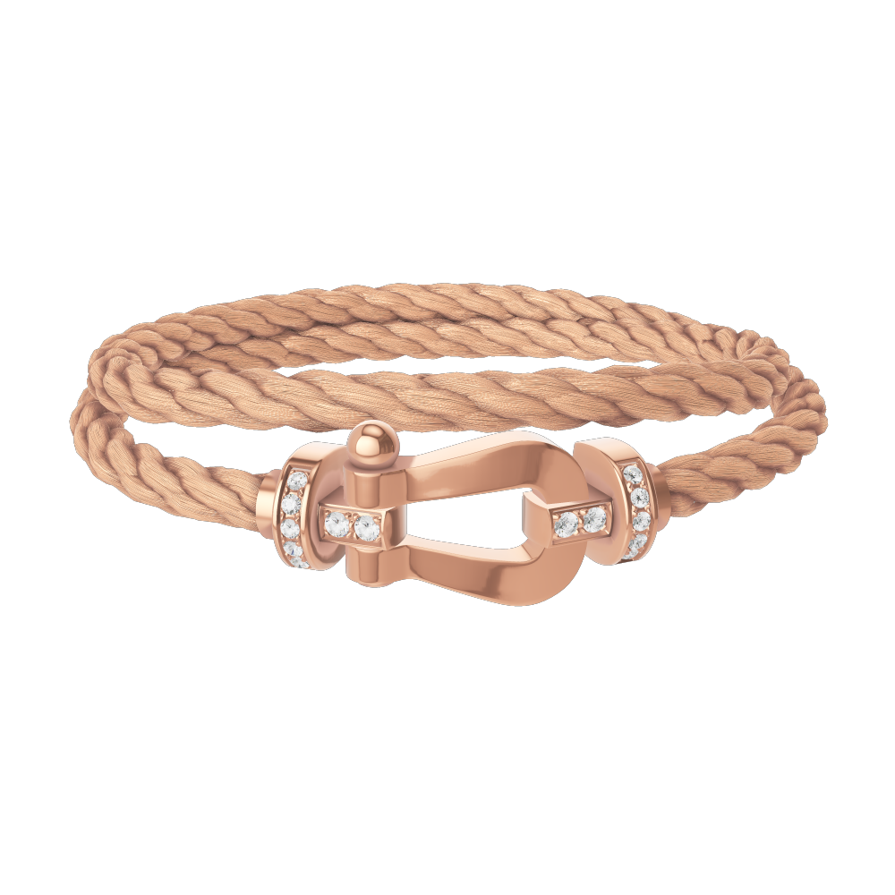 FRED FORCE 10 BRACELET Stainless steel and gold plating PINK GOLD AND DIAMONDS LARGE MODEL