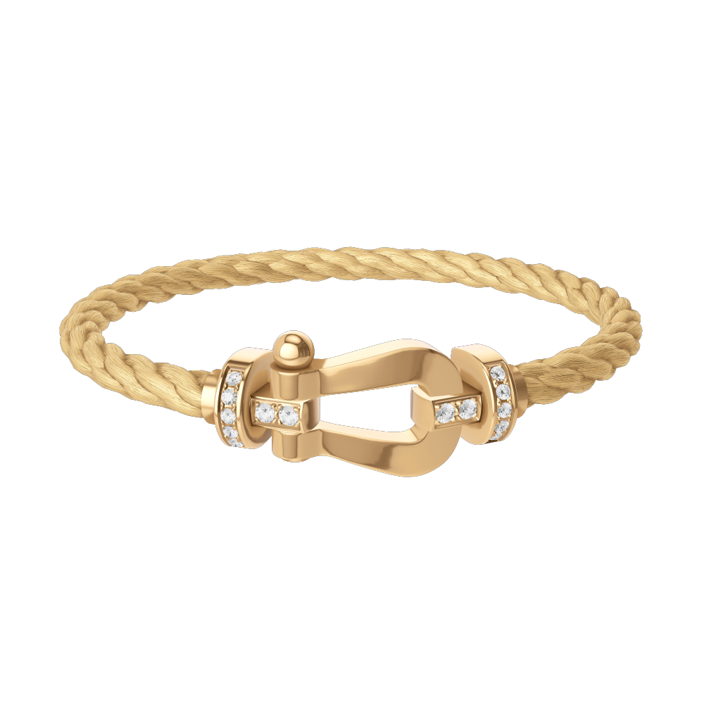 FRED Force 10 bracelet Stainless steel and gold plating yellow gold and diamonds large model