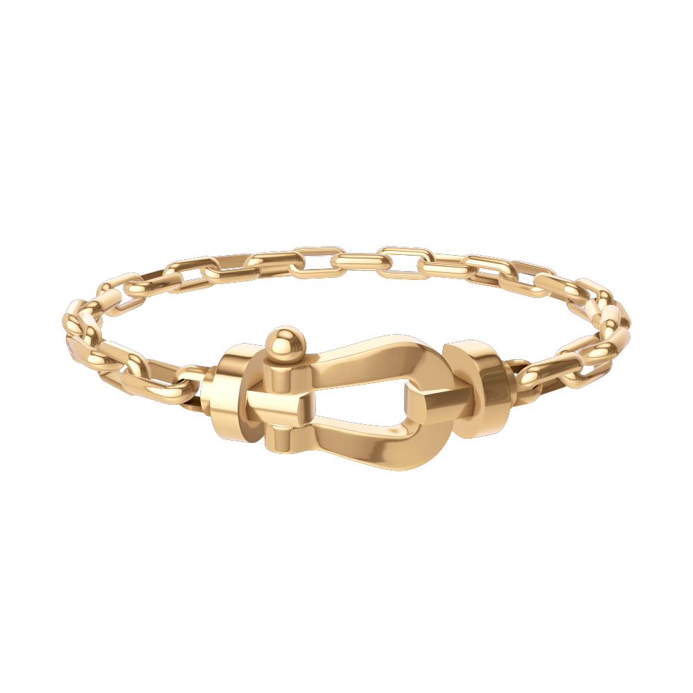 FRED FORCE 10 BRACELET Stainless steel and gold plating YELLOW GOLD LARGE MODEL