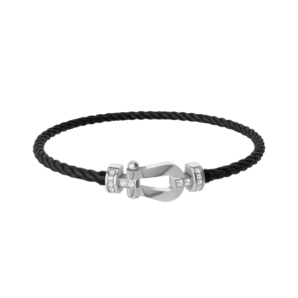 FRED FORCE 10 BRACELET Stainless steel and gold plating WHITE GOLD AND DIAMONDS MEDIUM MODEL