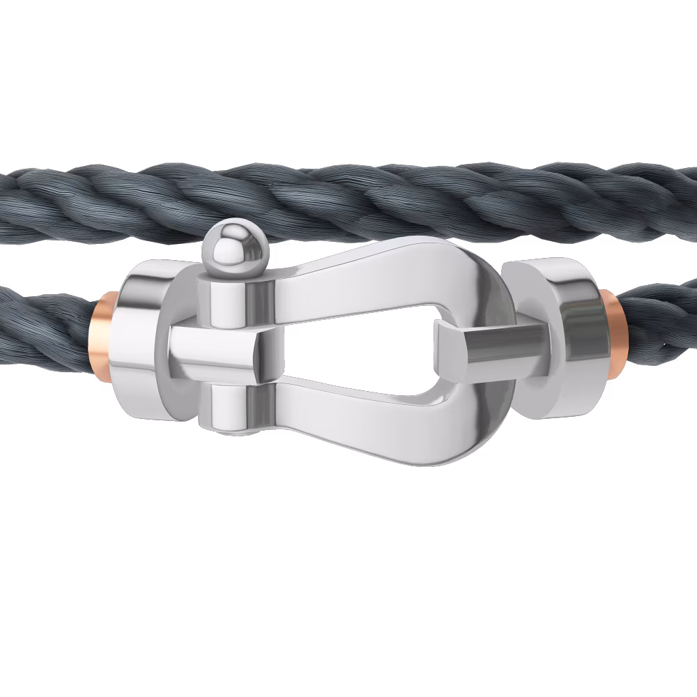 FRED FORCE 10 BRACELET Stainless steel and gold plating WHITE GOLD LARGE MODEL