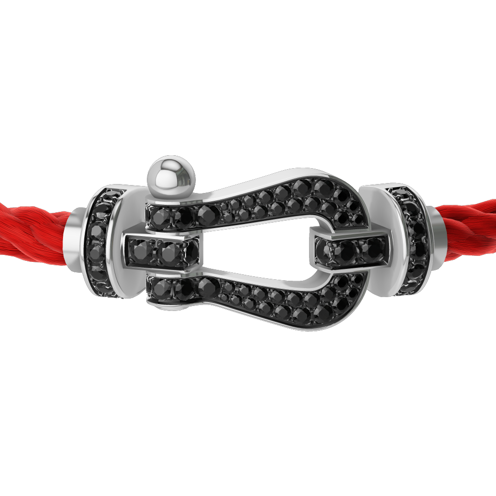 FRED FORCE 10 BRACELET Stainless steel and gold plating WHITE GOLD AND BLACK DIAMONDS LARGE MODEL