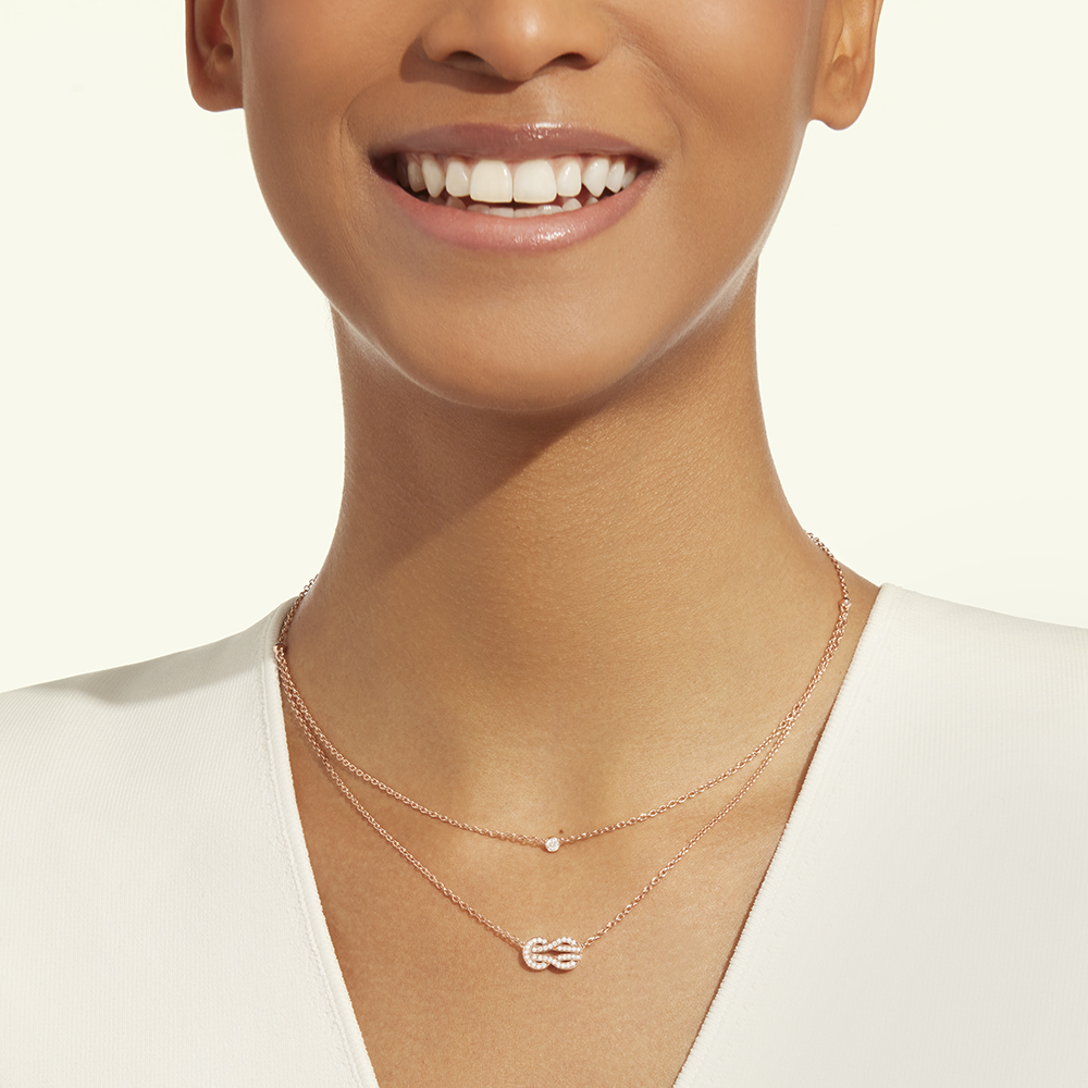 FRED CHANCE INFINIE NECKLACE Stainless steel and gold plating PINK GOLD AND DIAMONDS MEDIUM MODEL