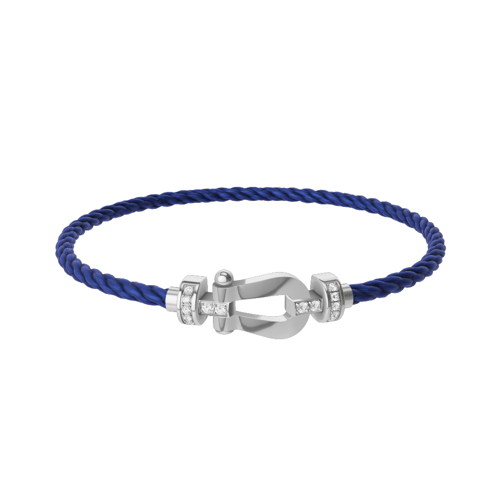 FRED FORCE 10 BRACELET Stainless steel and gold plating WHITE GOLD AND DIAMONDS MEDIUM MODEL