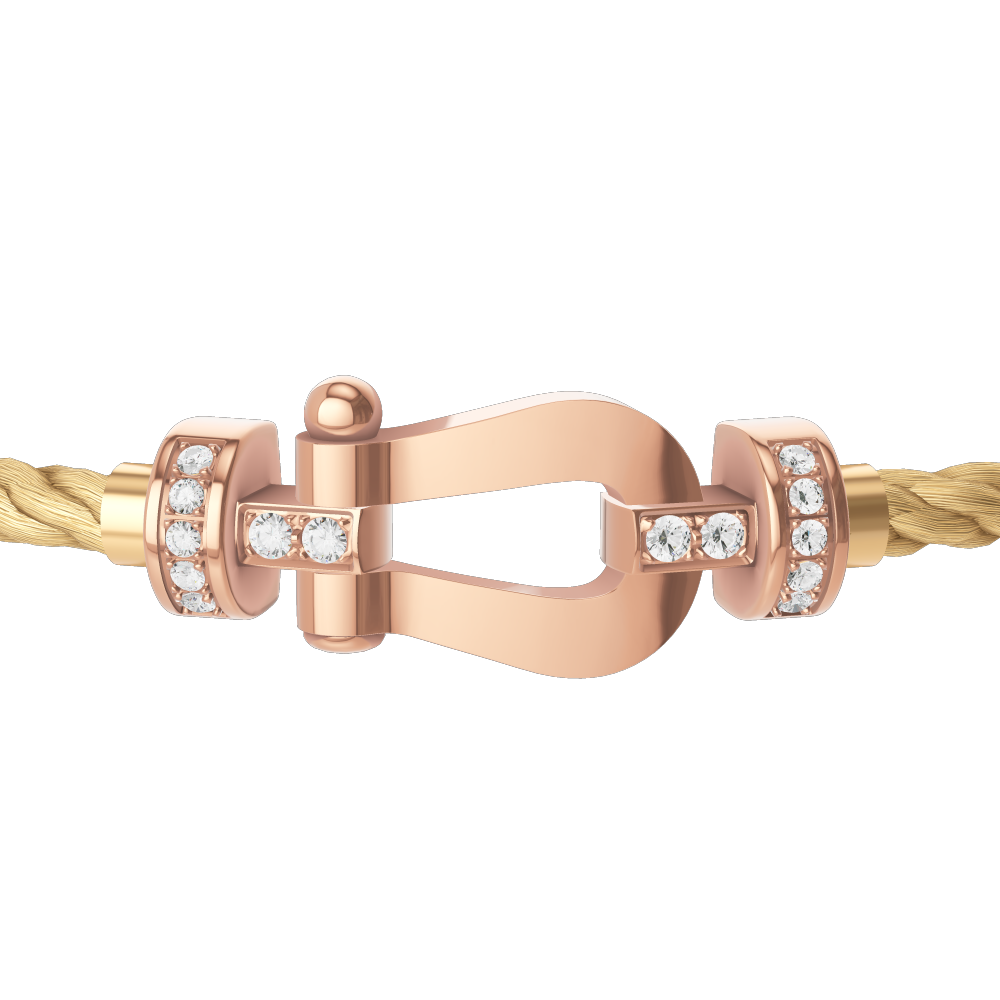 FRED FORCE 10 BRACELET Stainless steel and gold plating PINK GOLD AND DIAMONDS MEDIUM MODEL