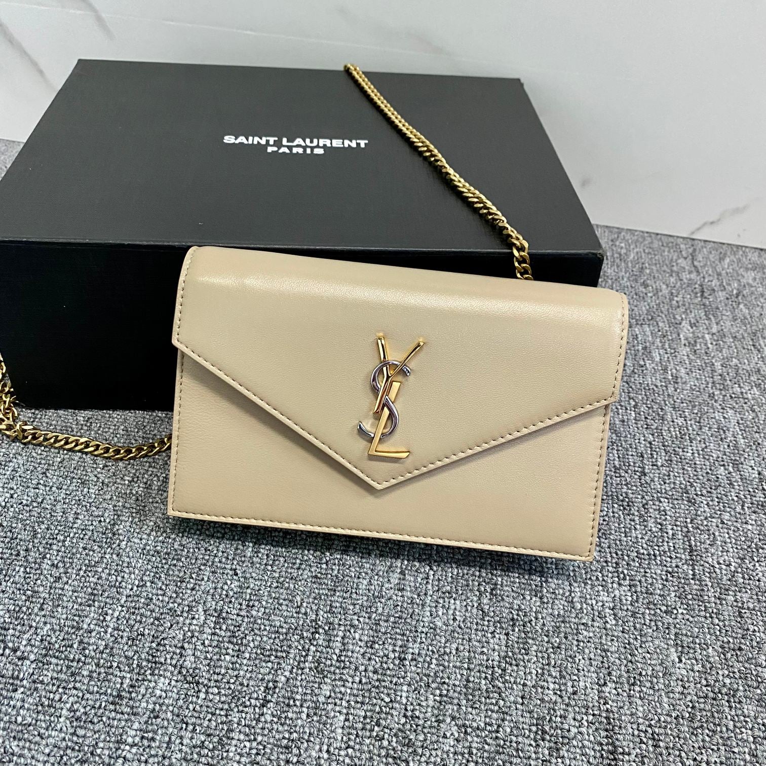 YSL Cassandre Envelope Chain Wallet In Smooth Leather