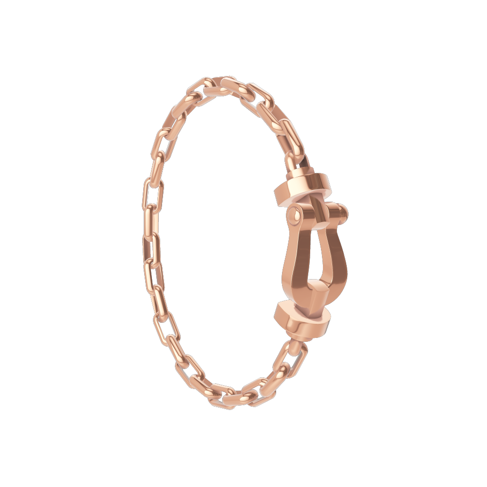 FRED FORCE 10 BRACELET Stainless steel and gold plating PINK GOLD LARGE MODEL