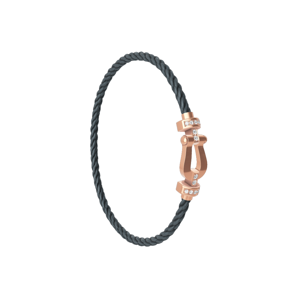 FRED FORCE 10 BRACELET Stainless steel and gold plating PINK GOLD AND DIAMONDS MEDIUM MODEL