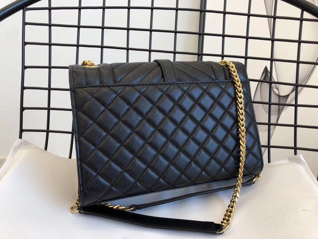 YSL ENVELOPE MEDIUM BAG IN MIX MATELASSÉ GRAIN DE POUDRE EMBOSSED LEATHER