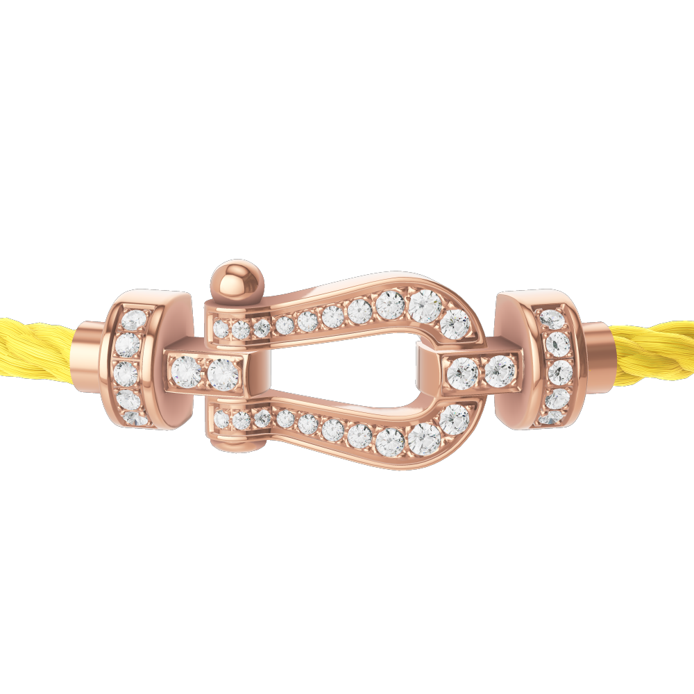 FRED FORCE 10 BRACELET Stainless steel and gold plating PINK GOLD AND DIAMONDS MEDIUM MODEL