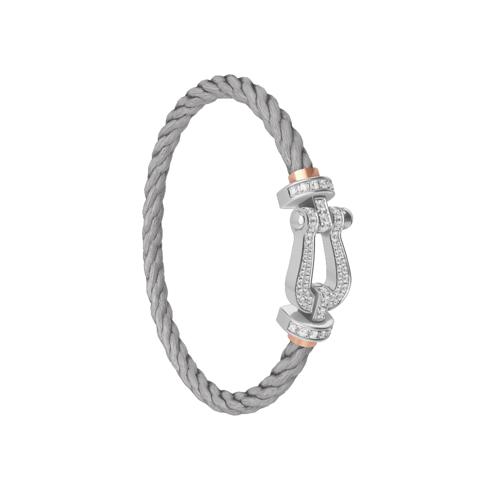 FRED FORCE 10 BRACELET Stainless steel and gold plating WHITE GOLD AND DIAMONDS LARGE MODEL