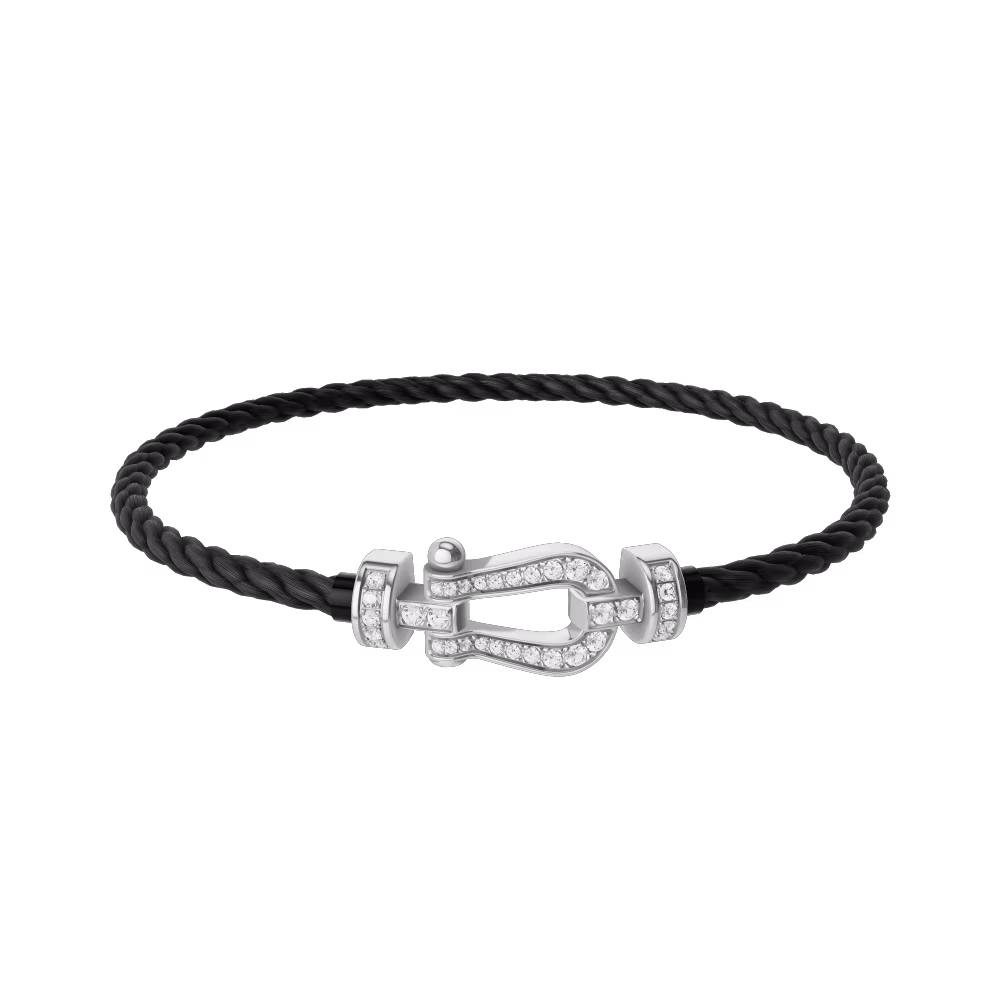 FRED FORCE 10 BRACELET Stainless steel and gold plating WHITE GOLD AND DIAMONDS MEDIUM MODEL