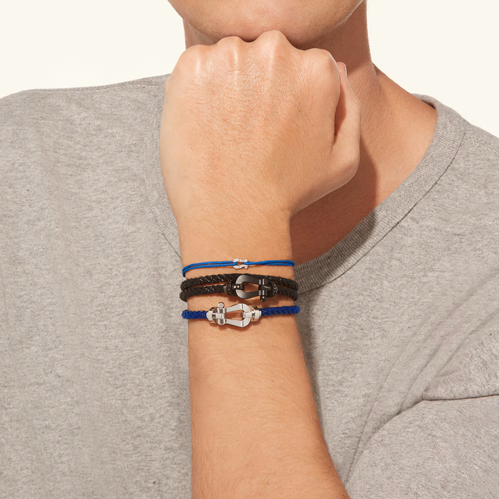 FRED FORCE 10 BRACELET Stainless steel and gold plating WHITE GOLD LARGE MODEL