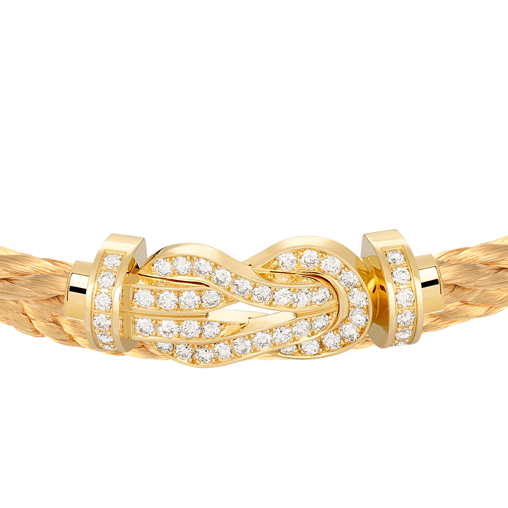 FRED CHANCE INFINIE BRACELET Stainless steel and gold plating YELLOW GOLD AND DIAMONDS LARGE MODEL